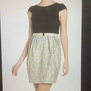Alice + Olivia black metallic tweed dress